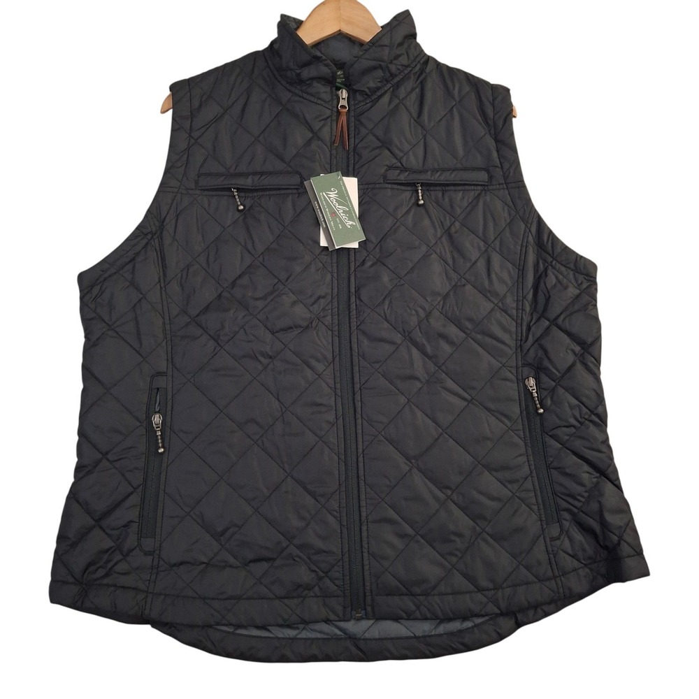 Woolrich Woodlands Vest Womens 2XL Black Quilted Full Zip Puffer Insulated NWT